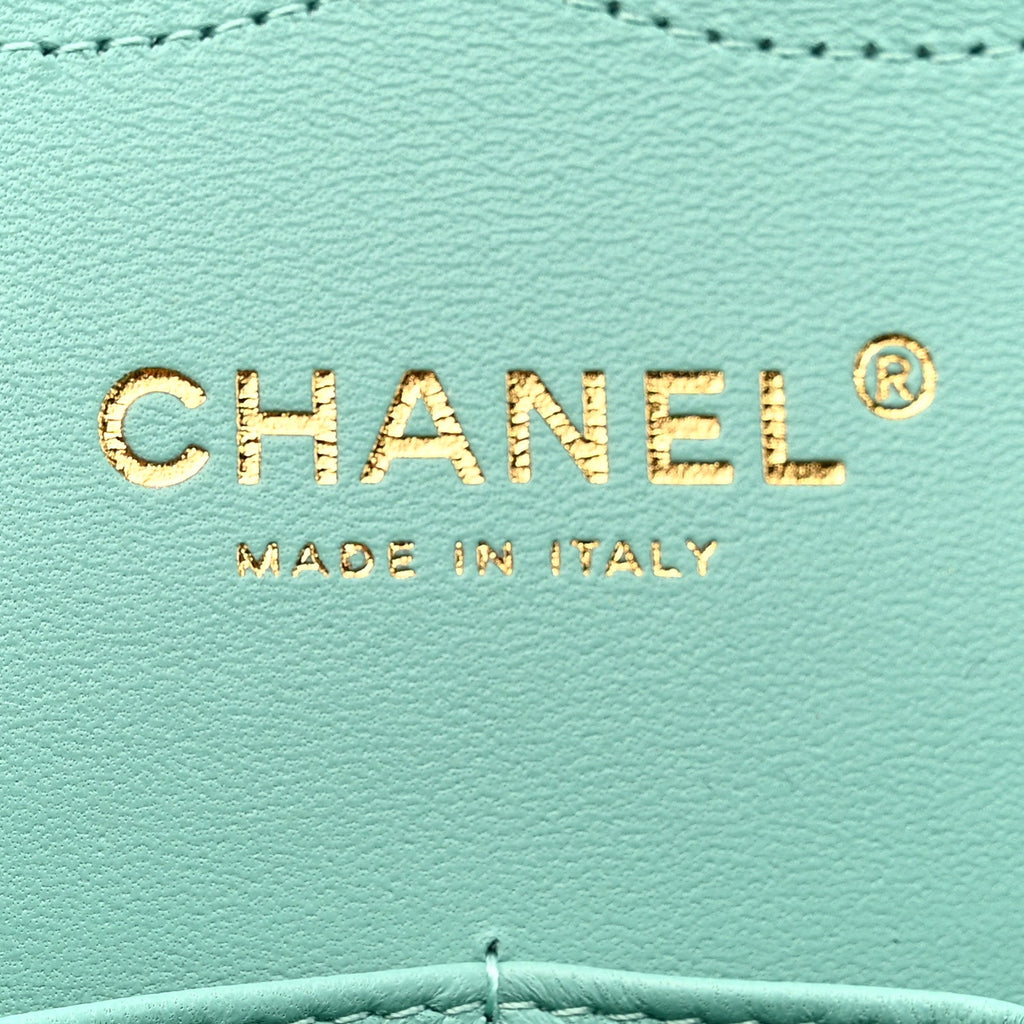 Caviar Quilted Jumbo Double Flap Light Green