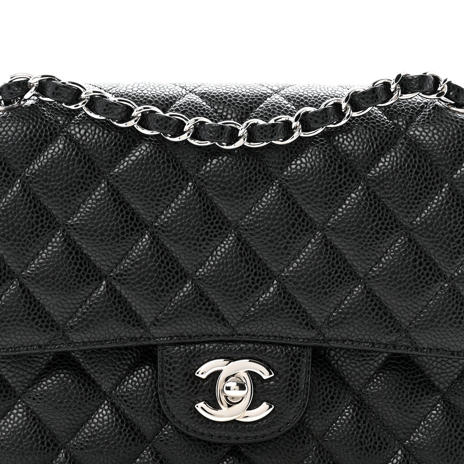 Caviar Quilted Medium Double Flap Black