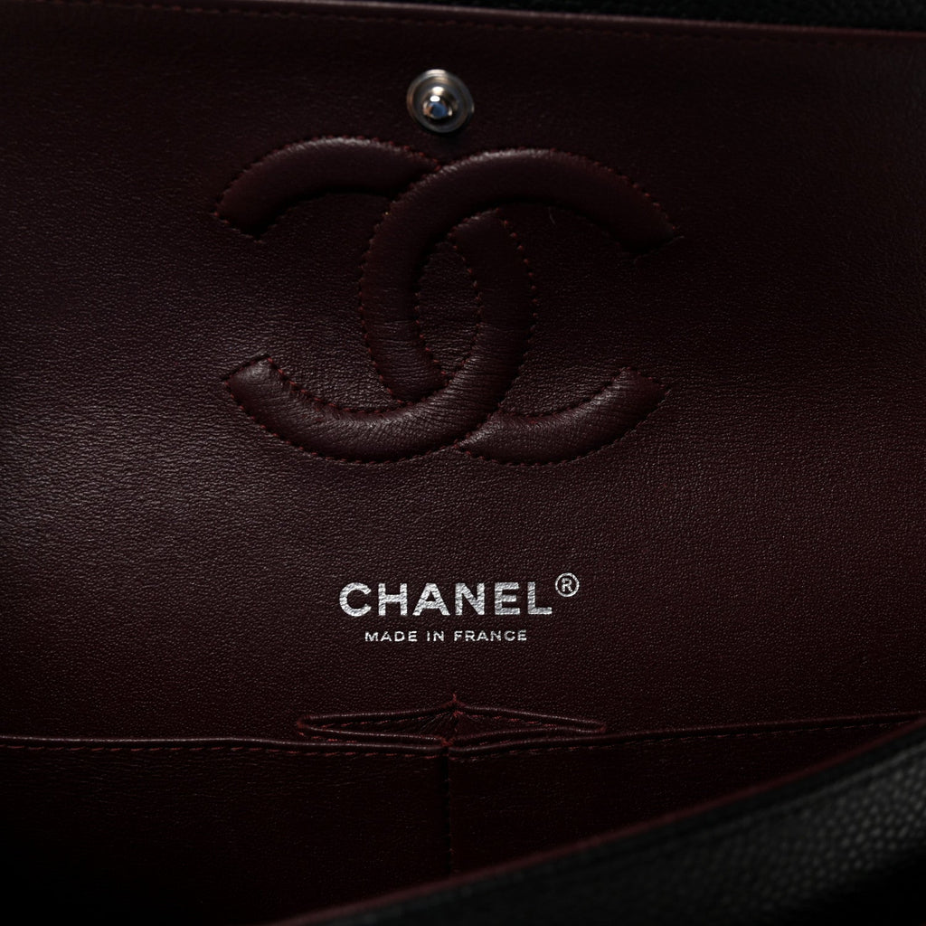 Caviar Quilted Medium Double Flap Black