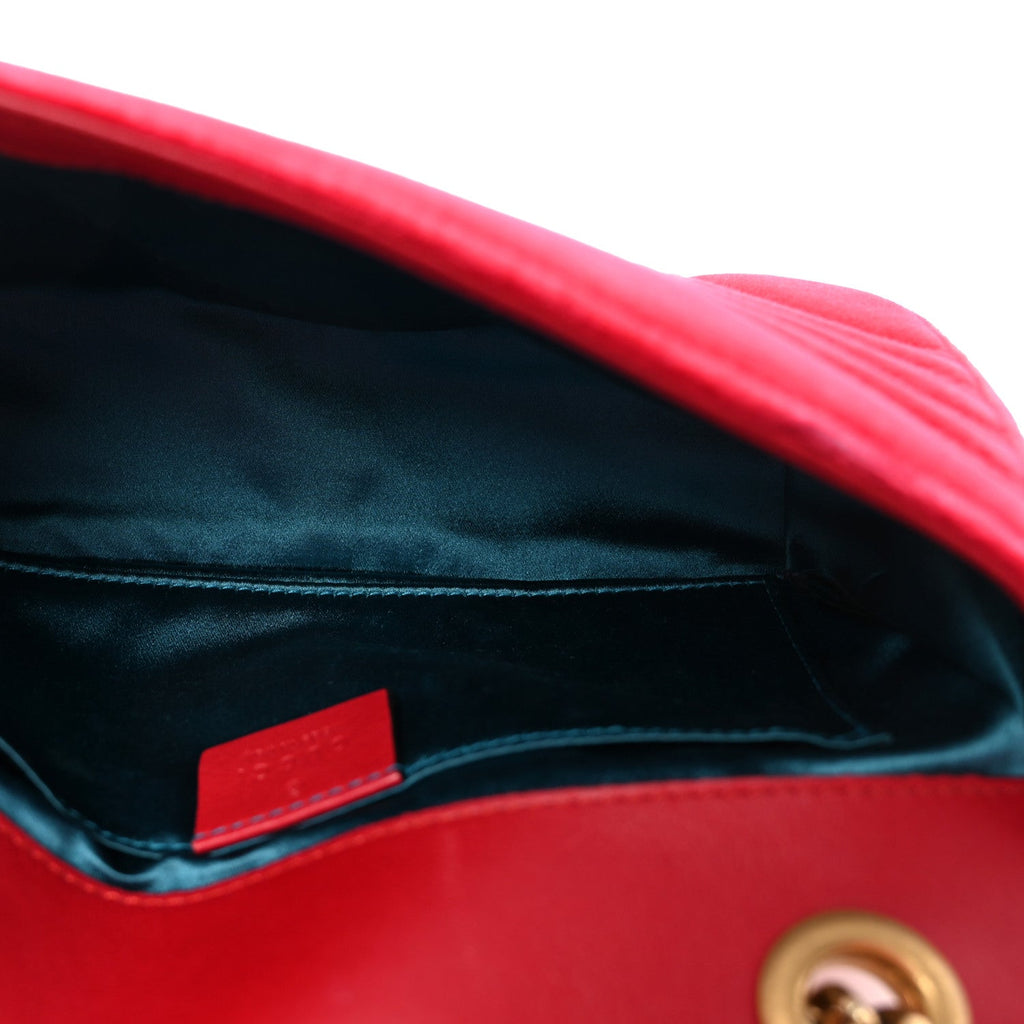Velvet Matelasse Mini GG Marmont Shoulder Bag Hibiscus Red