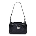 Metallic Caviar Quilted Mini Chanel 25 Handbag Dark Blue