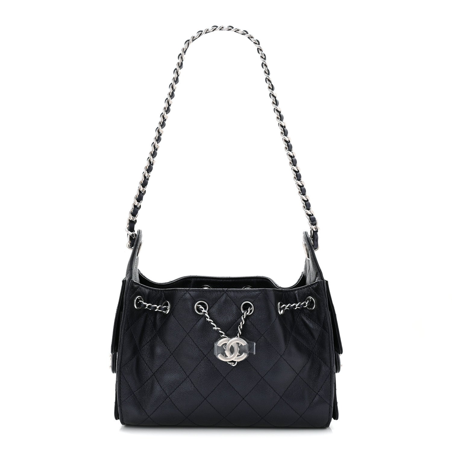Metallic Caviar Quilted Mini Chanel 25 Handbag Dark Blue