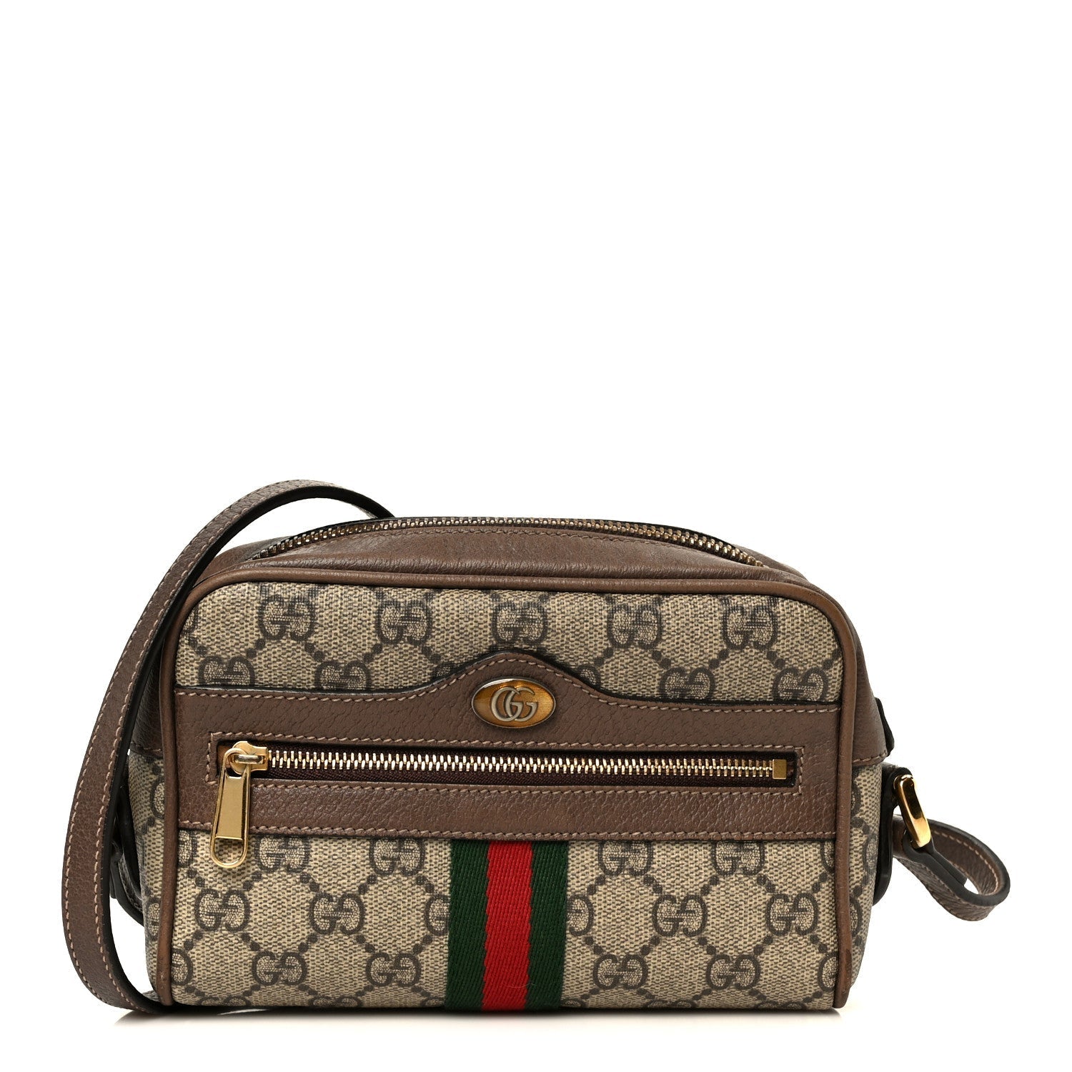 GG Supreme Monogram Web Mini Ophidia Shoulder Bag Brown