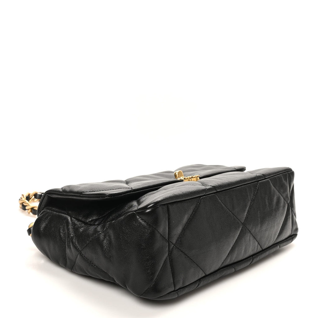 Lambskin Quilted Large Chanel 19 Flap Black