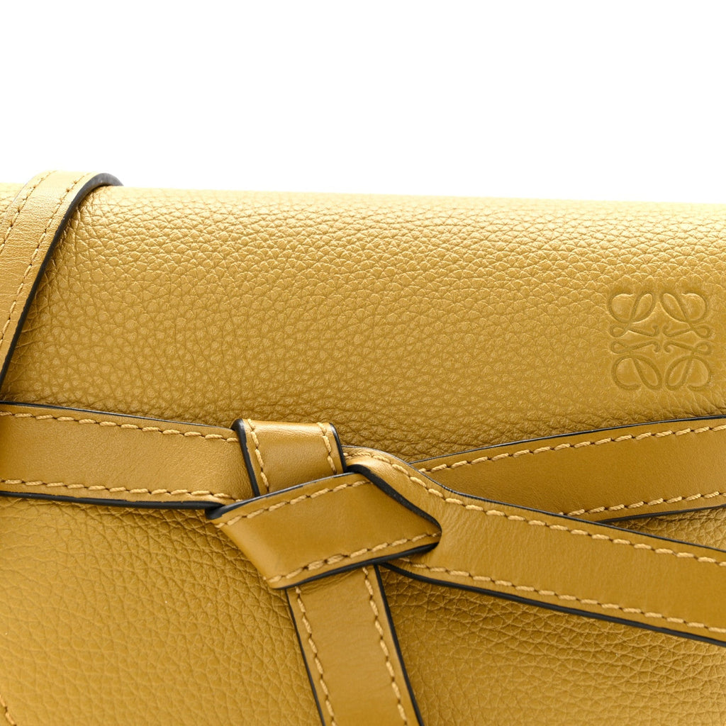 Grained Calfskin Mini Gate Crossbody Bag Yellow