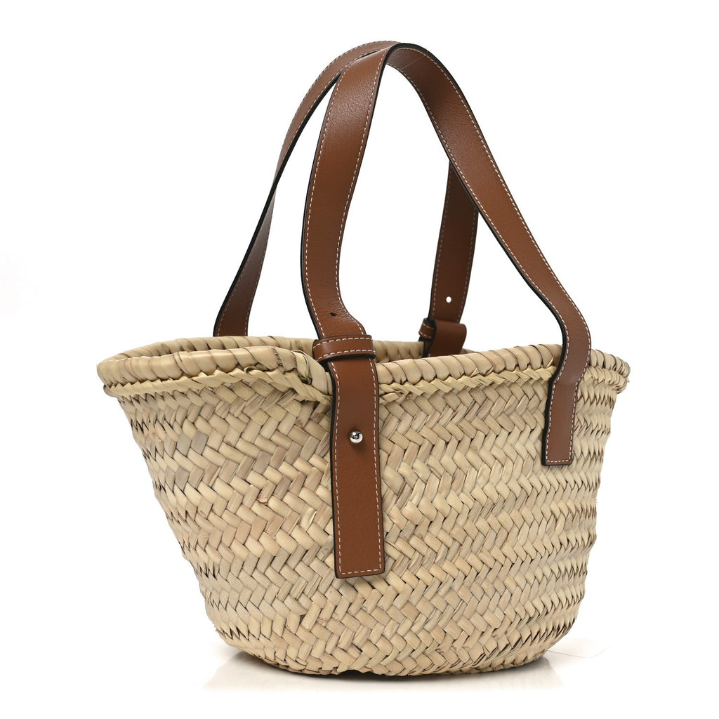 Raffia Small Basket Tote Bag Natural Tan