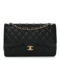 Caviar Quilted Jumbo Double Flap Black
