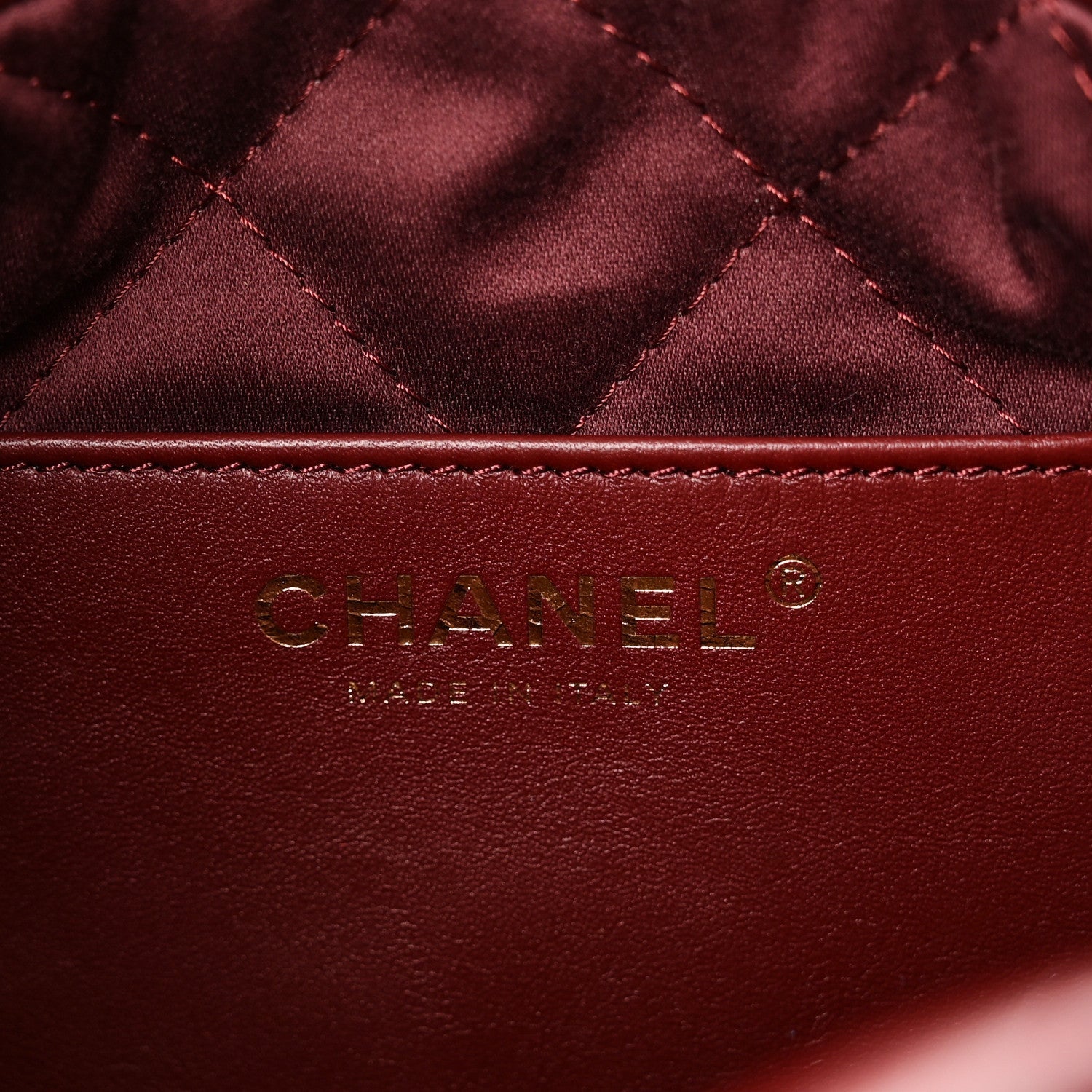 Shiny Calfskin Quilted Mini Chanel 22 Dark Burgundy