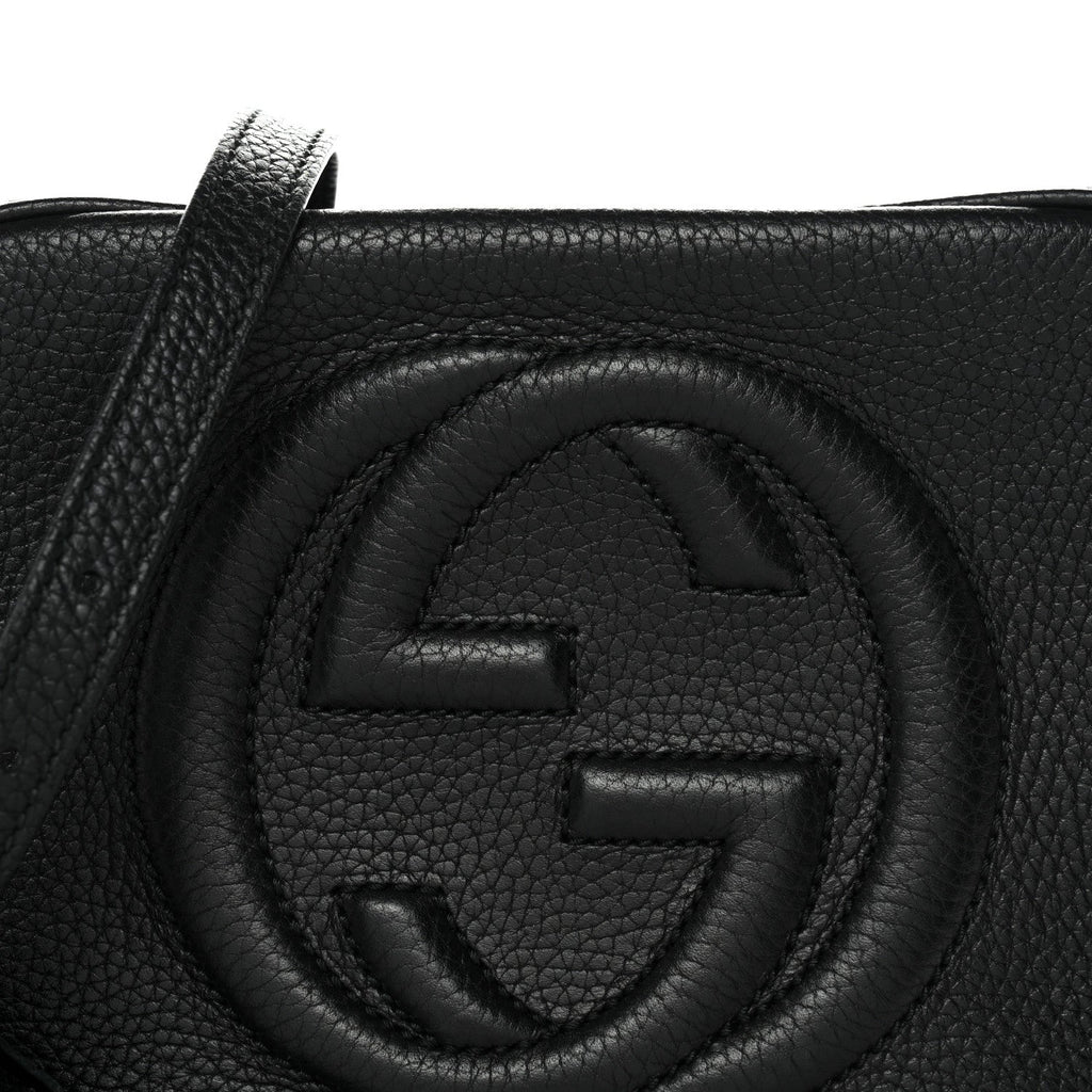 Pebbled Calfskin Small Soho Disco Bag Black