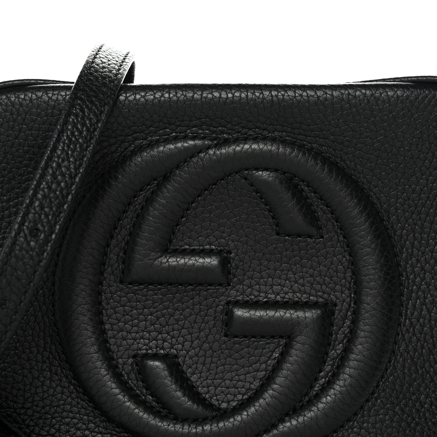 Pebbled Calfskin Small Soho Disco Bag Black