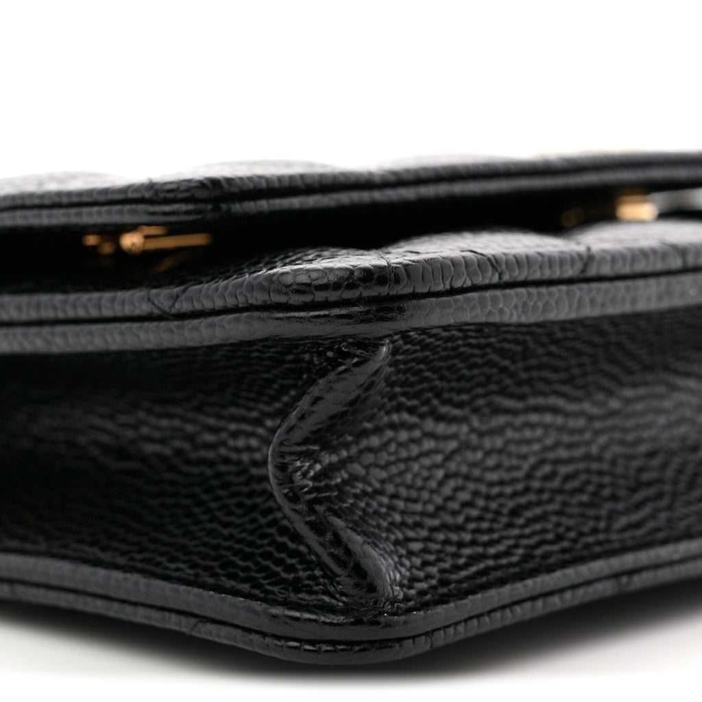 Caviar Quilted Wallet on Chain WOC Black