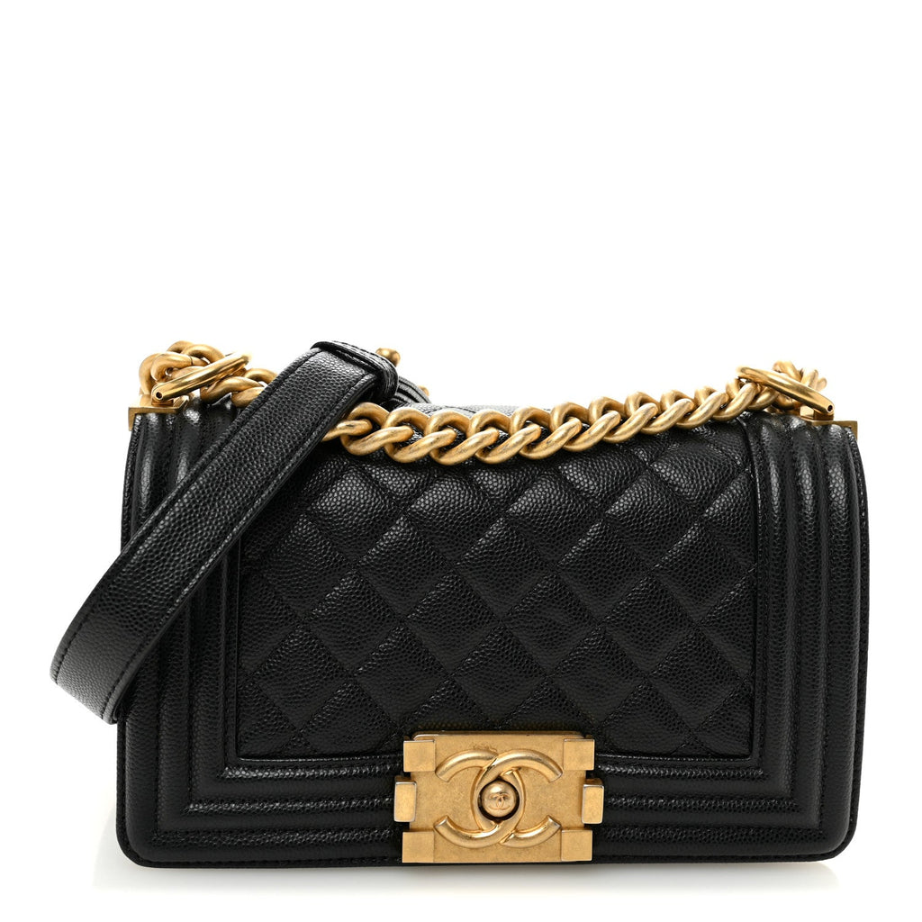Caviar Quilted Small Boy Flap Black