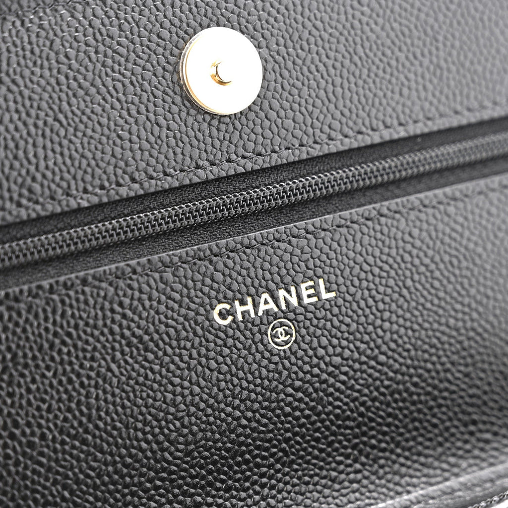 Caviar Quilted Miss Coco Wallet On Chain WOC Black