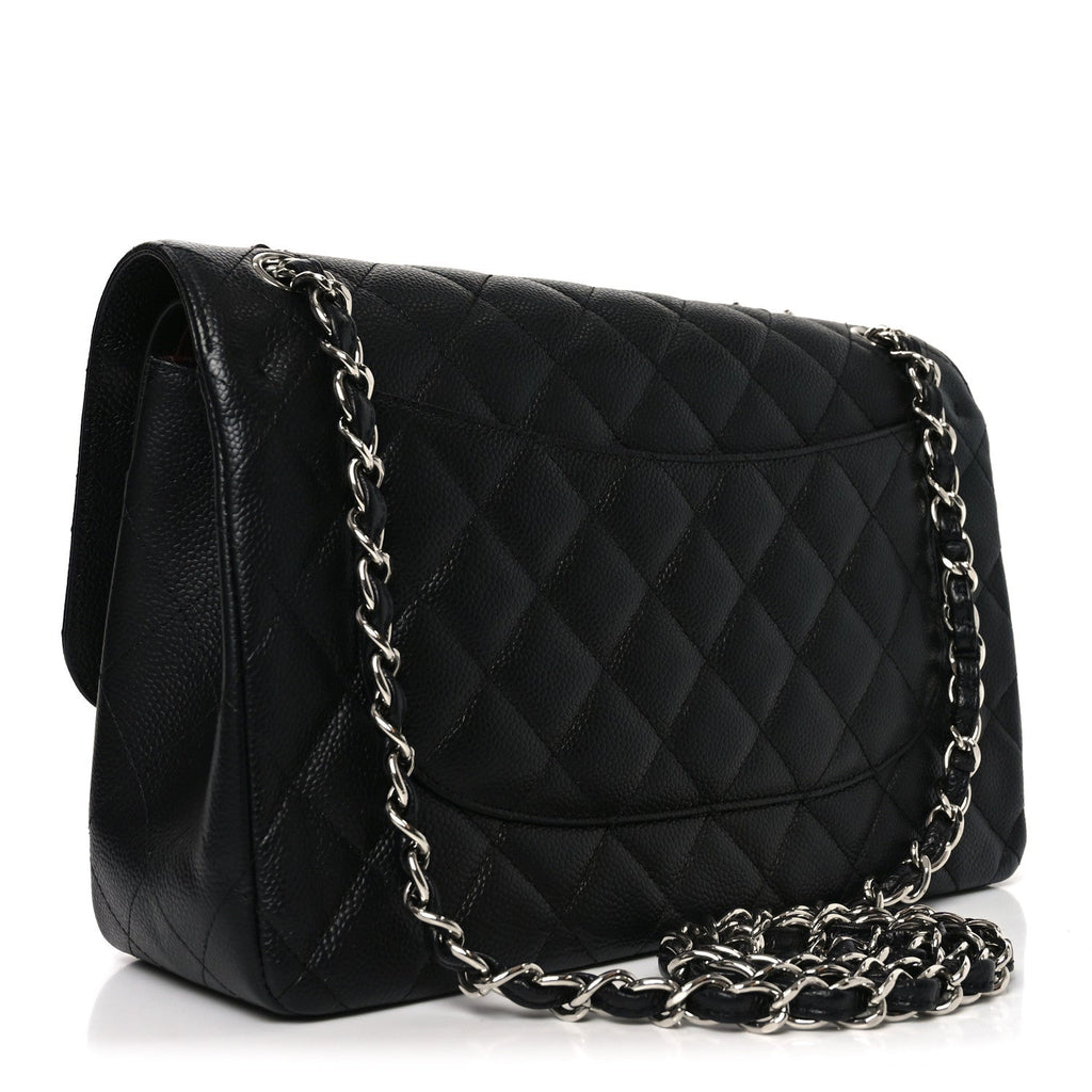 Caviar Quilted Jumbo Double Flap Black