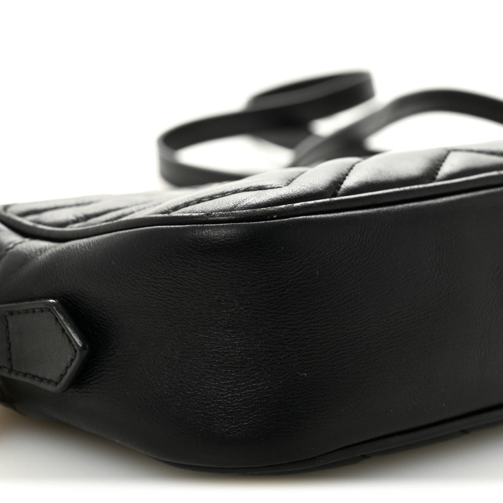 Calfskin Matelasse Mini GG Marmont Chain Shoulder Bag Black