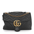 Calfskin Matelasse Maxi GG Marmont Top Handle Shoulder Bag Black
