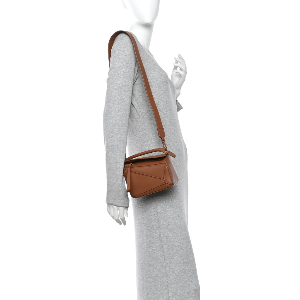 Satin Calfskin Mini Puzzle Bag Pecan