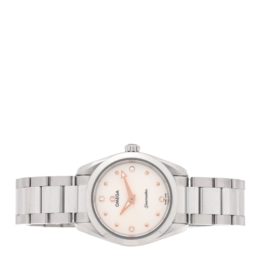 Stainless Steel Diamond 28mm Seamaster Aqua Terra Quartz Watch Silver 220.10.28.60.54.001
