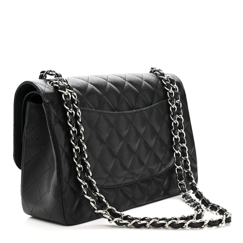 Caviar Quilted Jumbo Double Flap Black