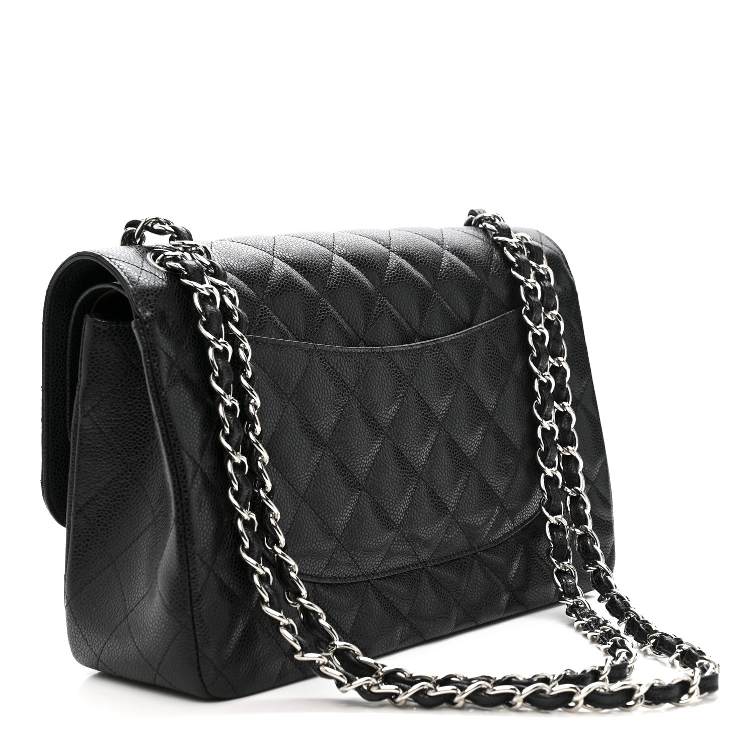 Caviar Quilted Jumbo Double Flap Black