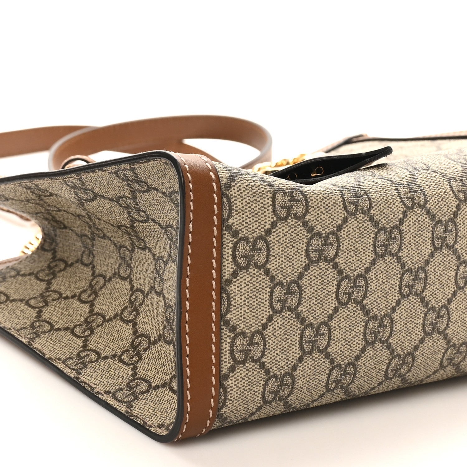 GG Supreme Monogram Calfskin Small Padlock Tote Beige Ebony Tuscany