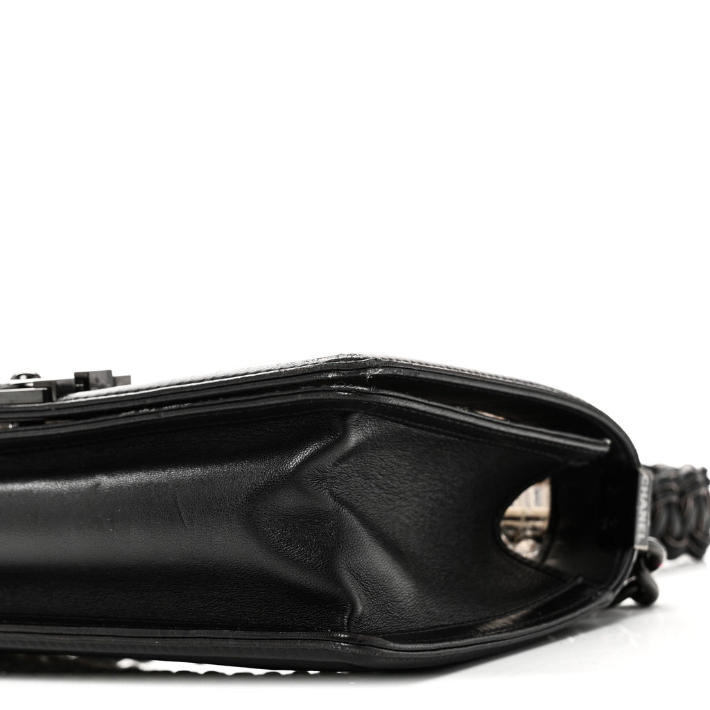 PVC Thread Woven Medium Boy Flap Black