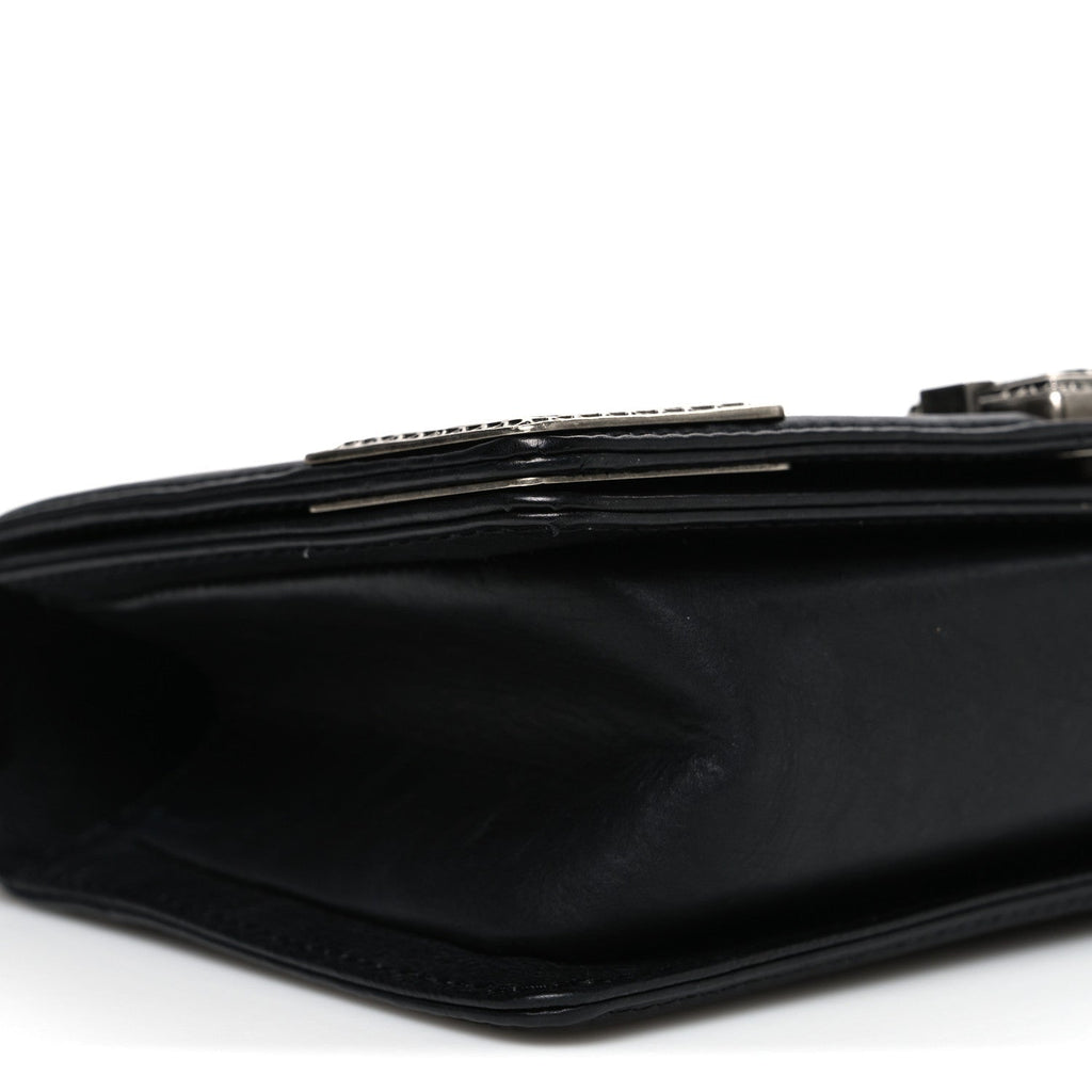 Calfskin Quilted Metal Embellished Paris Dallas Medium Boy Flap Black