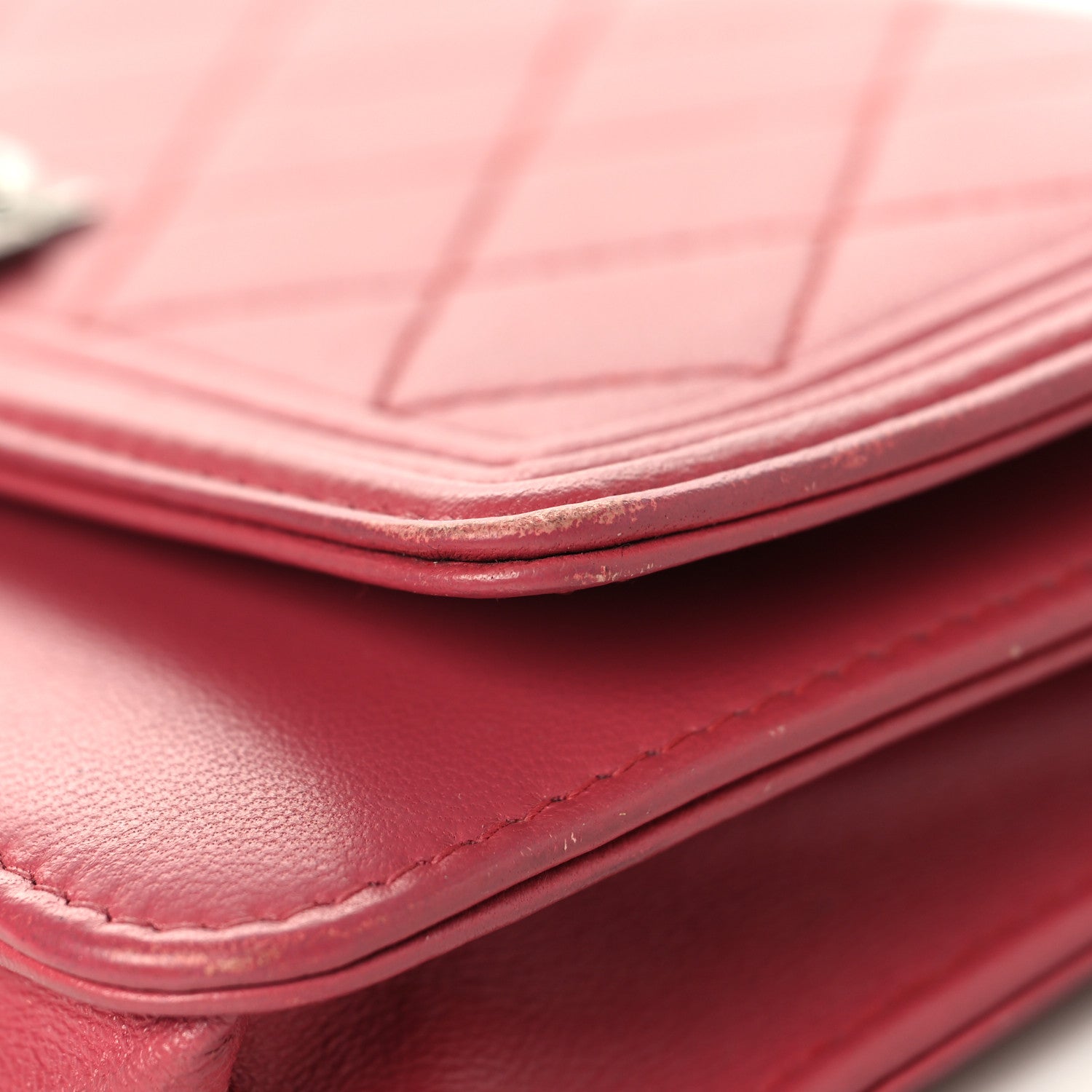 Calfskin Quilted Boy Wallet On Chain WOC Pink