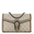 GG Supreme Monogram Textured Dollar Calfskin Mini Dionysus Chain Wallet Beige Mystic White Oatmeal