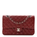 Caviar Quilted Medium Double Flap Burgundy
