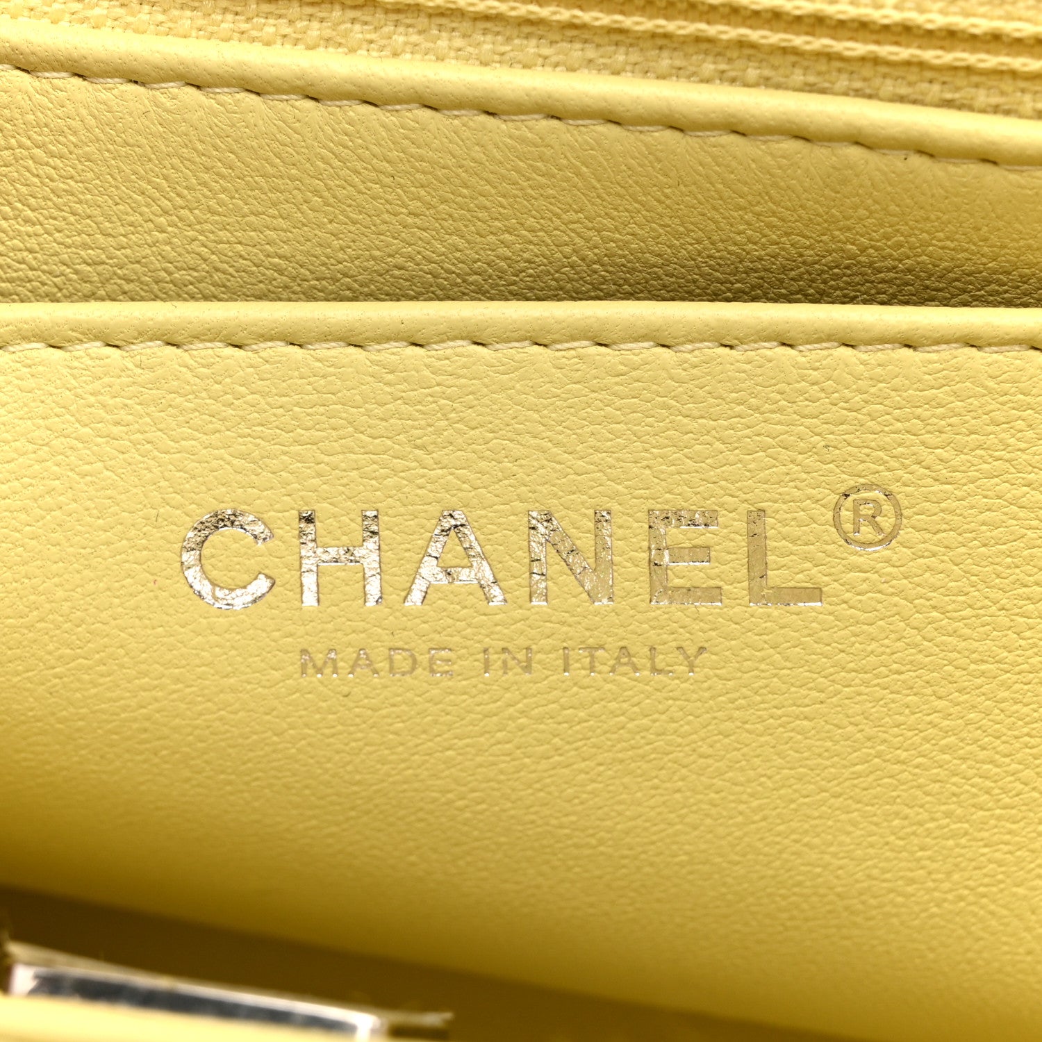 Lambskin Quilted Mini Square Flap Yellow