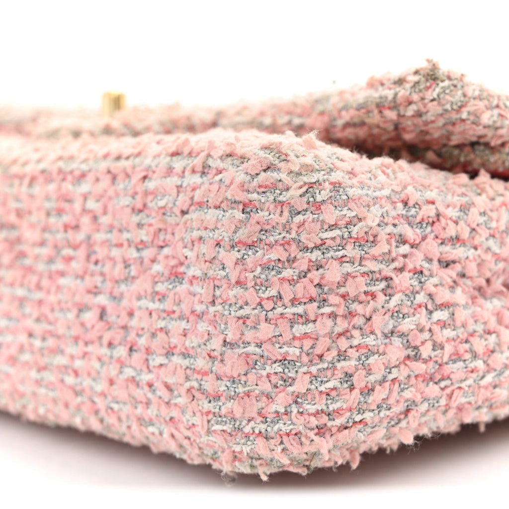 Tweed Medium Double Flap Pink