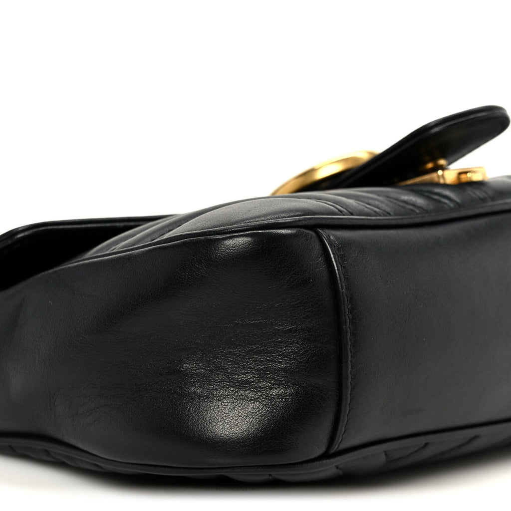Calfskin Matelasse Small GG Marmont Shoulder Bag Black