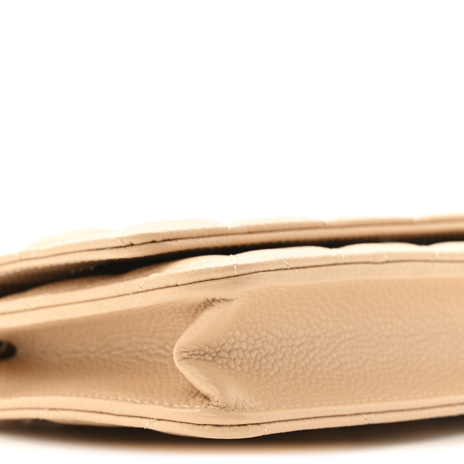 Caviar Quilted Wallet on Chain WOC Beige
