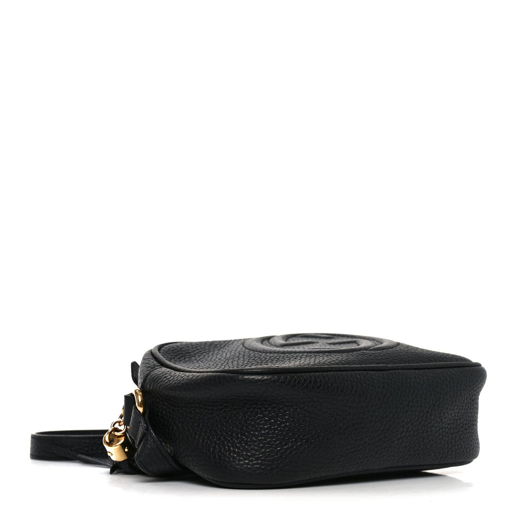 Pebbled Calfskin Small Soho Disco Bag Black