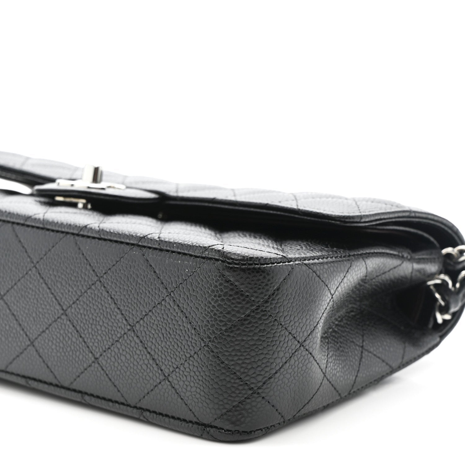 Caviar Quilted Medium Double Flap Black
