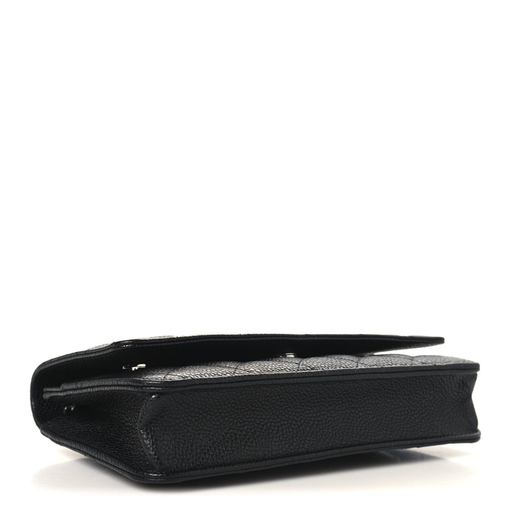 Caviar Quilted Wallet on Chain WOC Black