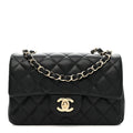 Lambskin Quilted Mini Rectangular Flap Black