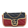 Vintage Effect Calfskin Matelasse Super Mini Torchon GG Marmont Shoulder Bag Black Beige