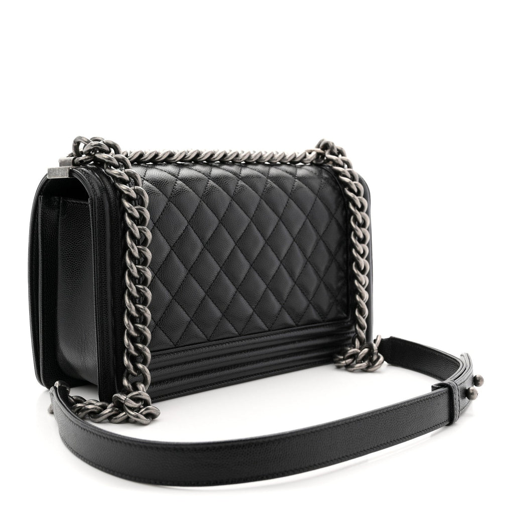 Caviar Quilted Medium Boy Flap Black