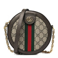 GG Supreme Monogram Web Mini Ophidia Round Shoulder Bag Brown