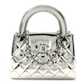 Mirror Calfskin Metallic Calfskin Quilted Nano Kelly Shopper Silvery