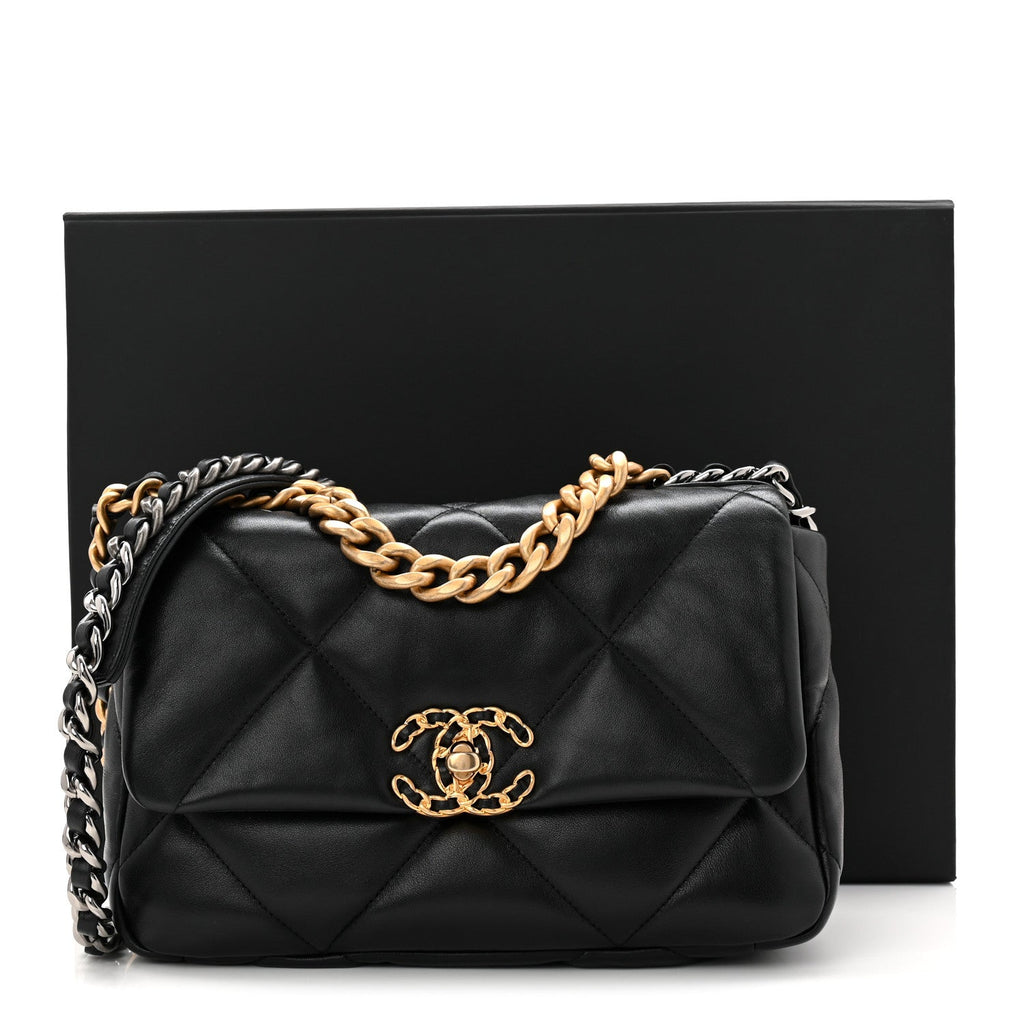 Lambskin Quilted Medium Chanel 19 Flap Black