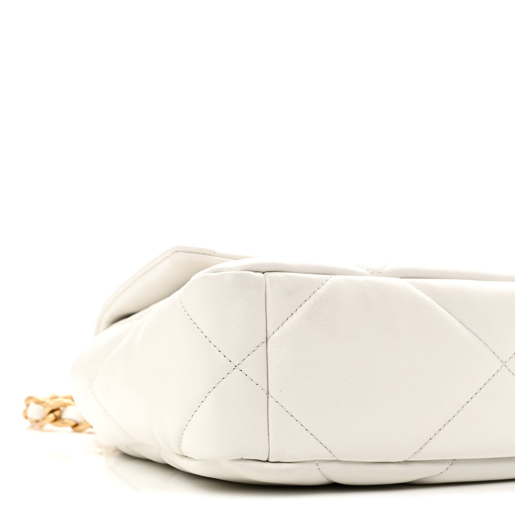 Goatskin Quilted Medium Chanel 19 Flap White