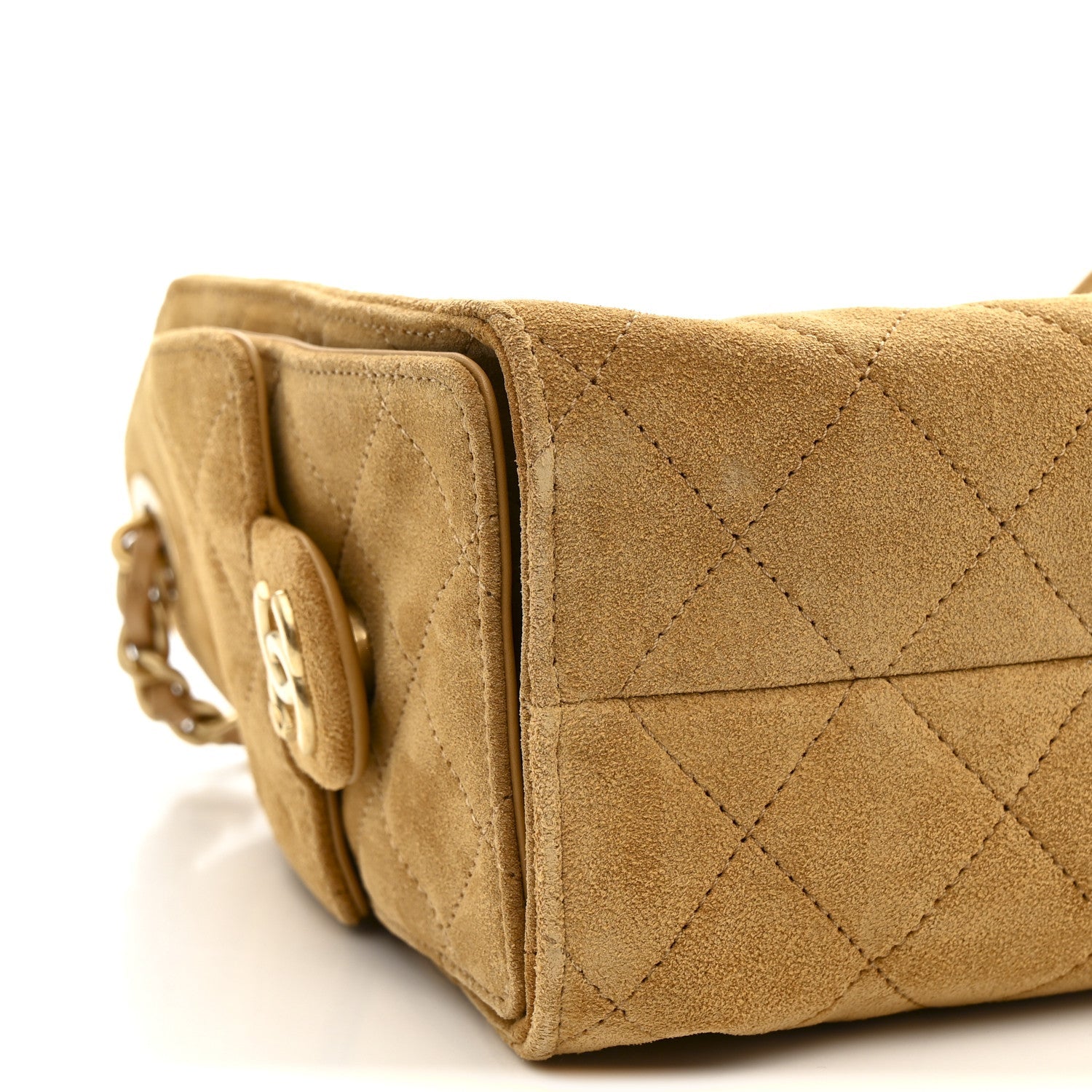 Suede Quilted Mini Chanel 25 Handbag Beige