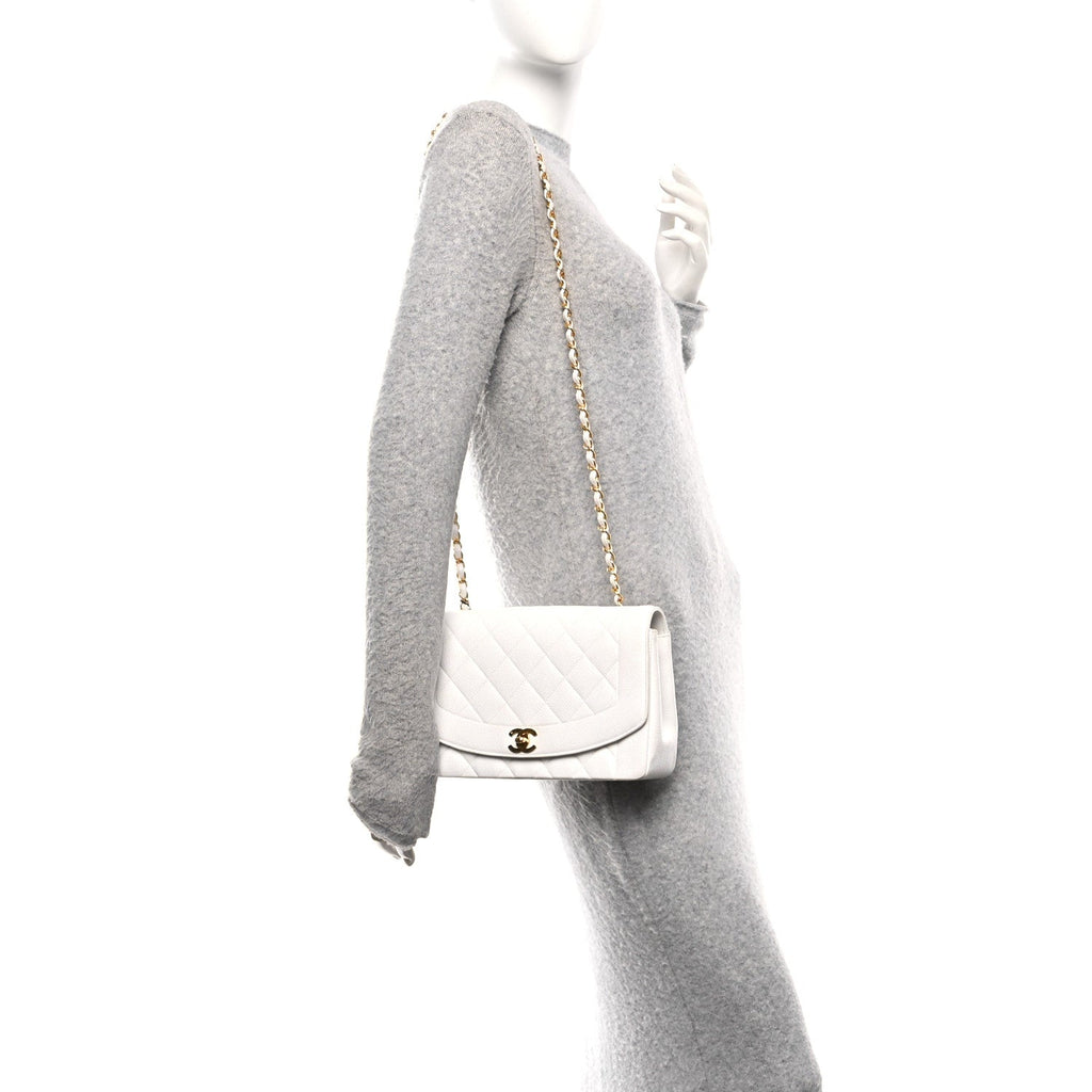 Caviar Quilted Medium Single Flap White