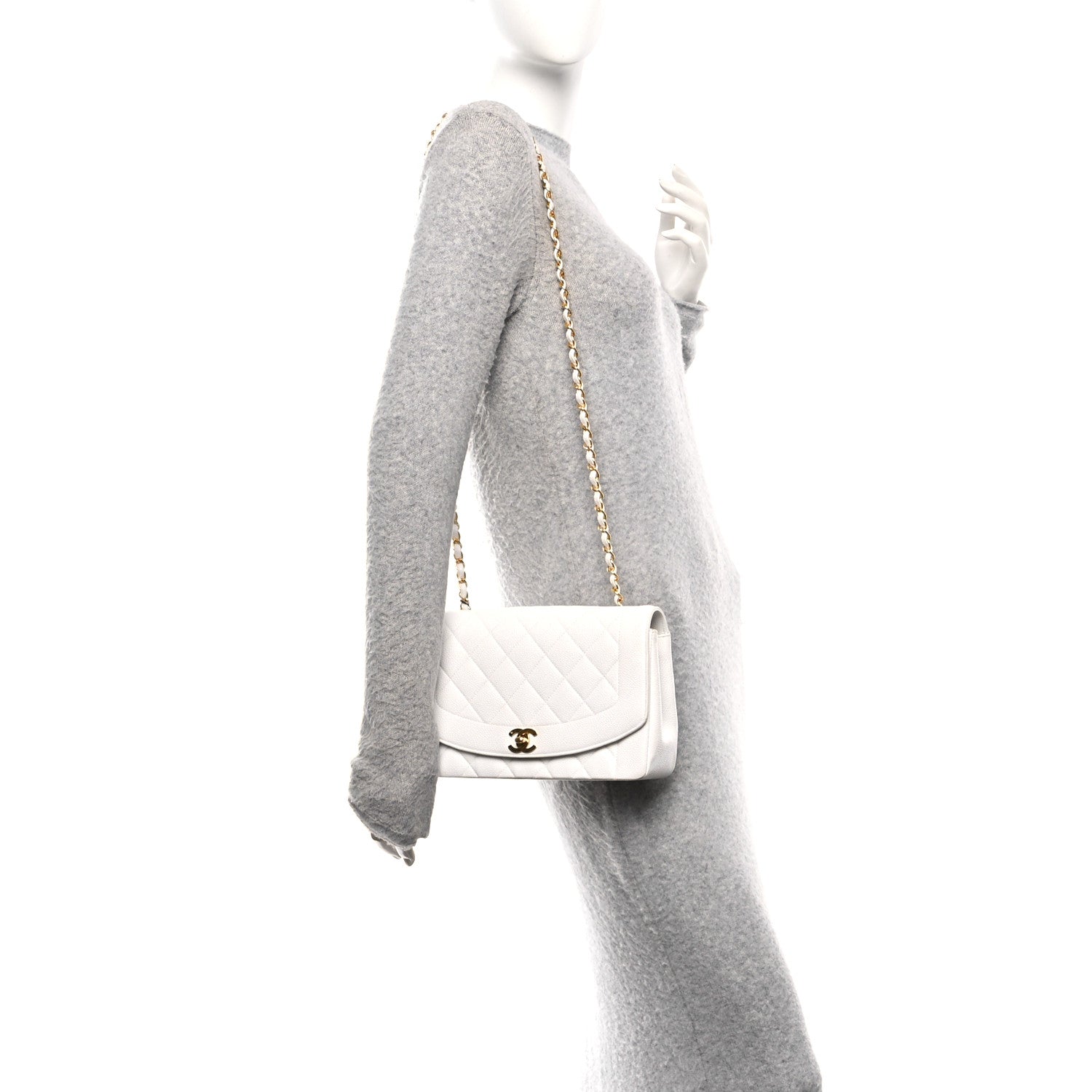 Caviar Quilted Medium Single Flap White