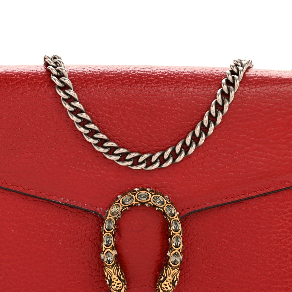 Calfskin Mini Dionysus Chain Wallet Hibiscus Red