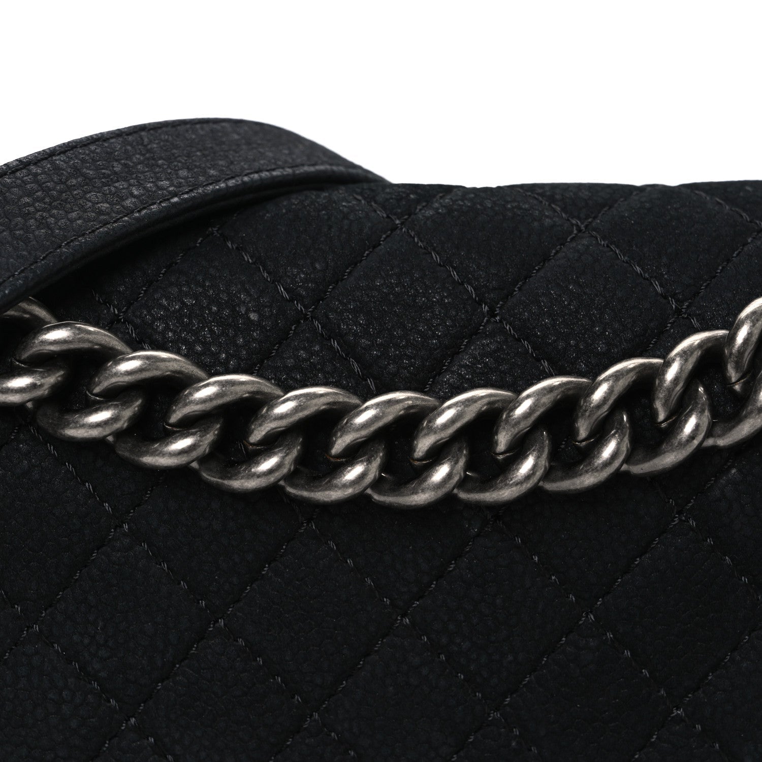 Bullskin Suede Caviar Quilted Medium Boy Flap Black