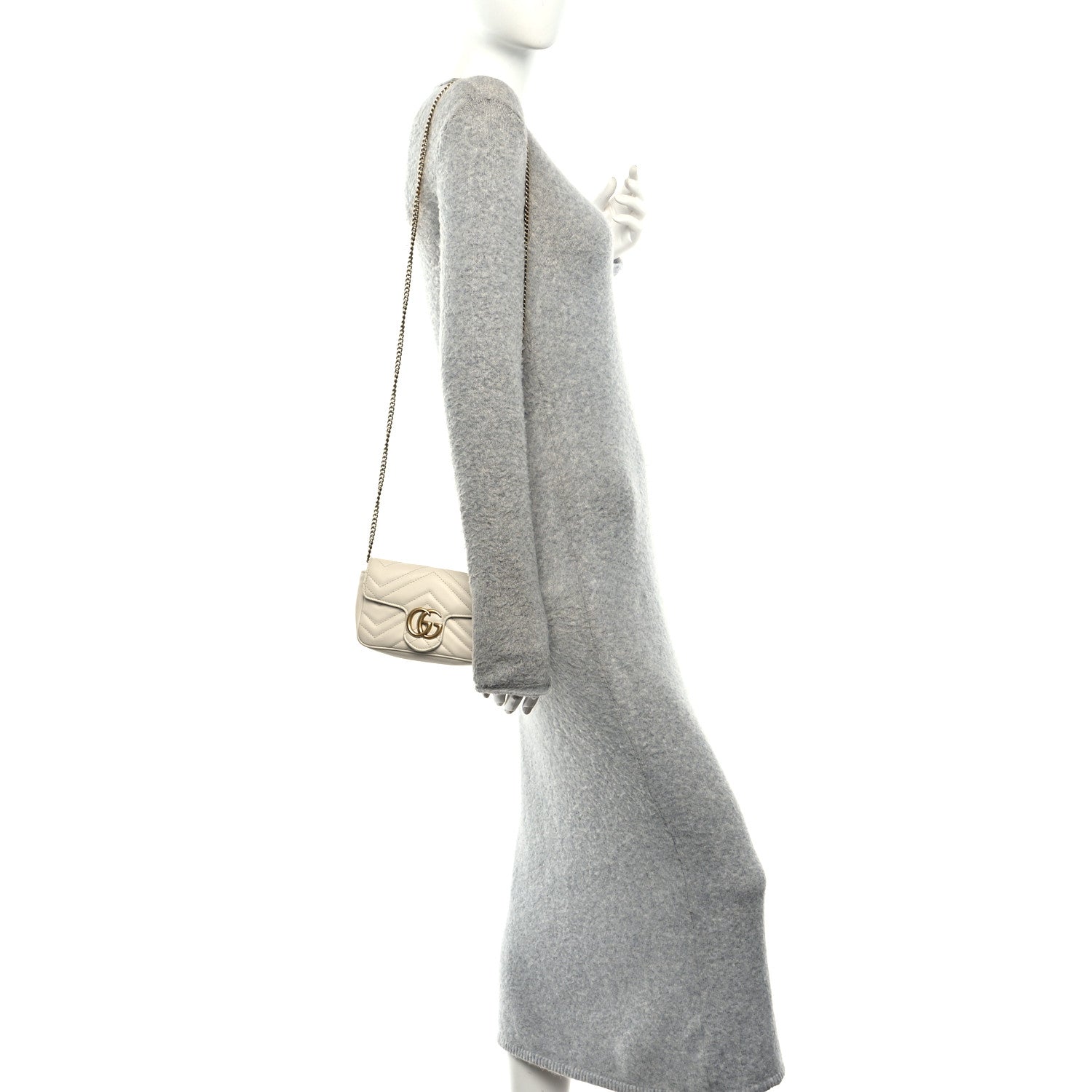 Calfskin Matelasse Super Mini GG Marmont Shoulder Bag White